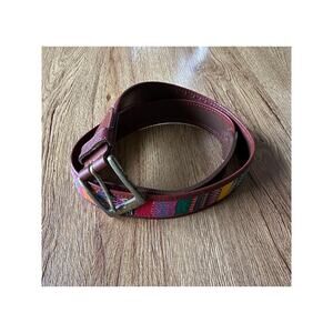 Guatemalan Vtg Woven Multicolor Patterned Belt Size XSmall